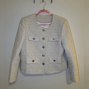 *NEW* Tweed Wool Cream Blazer with Decorative Buttons & Premium Features
